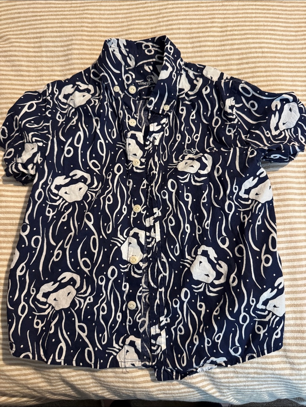 Vineyard Vines Navy & White Short Sleeve Button-Down Shirt
